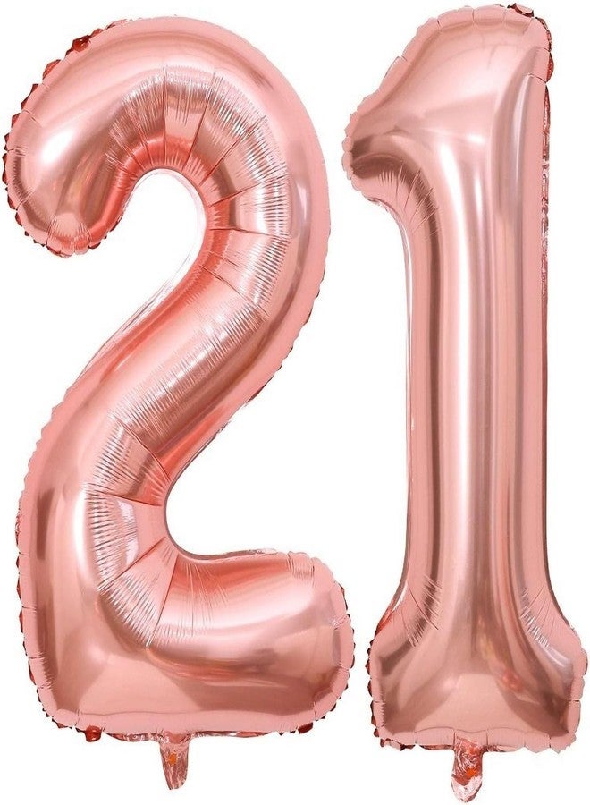 FI - FLICK IN 2Pcs 21 number Rosegold Foil Balloon 16 Inch For Birthday Decoration Items 21st Year Balloons, Twenty One (Pack of 2)